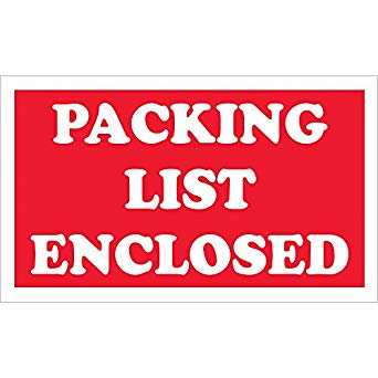 Label "Packing List Enclosed" - 3 x 5"
